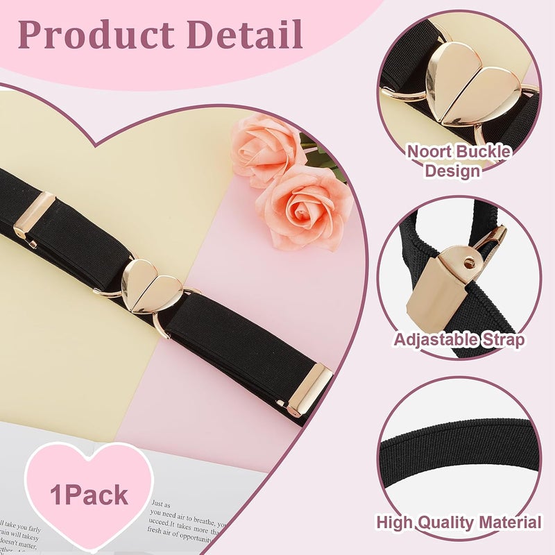 Andibro Heart Elastic Waist Belts for Girls, Adjustable Woven Stretch Belt Fashion Metal Heart Buckle Waistband for Women - Image 4